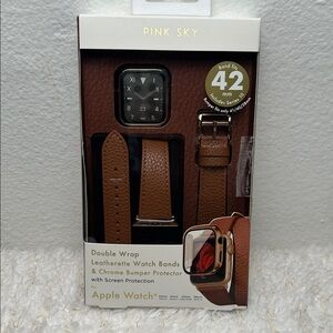 Pink Sky Brown Leatherette Watch Bands for Apple Watch‎